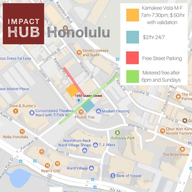 Impact Hub Honolulu Parking Map